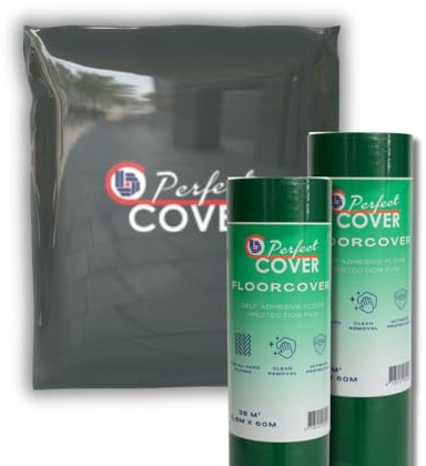 Perfect Cover Abdeckfolie – Selbstklebendes Malervlies für Bodenbelag – Rückstandsfrei & durchstoßfest – Teppich- & Treppenschutzfolie für Renovierung, Umzug & Baustelle (60cm x 60m)