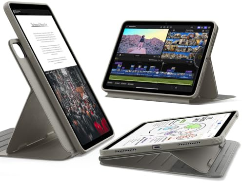 ESR Funda para iPad Air 11 M4/M3/M2, iPad Air 5a/4a Gen, Titanio | Funda Giratoria con Tapa Magnética Extraíble, Soporte Ajustable Vertical/Horizontal, Visión de Pantalla Elevada, Serie Shift