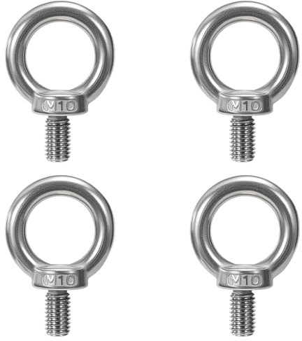 QIMEI-SHOP Anillos de Elevación M10 Cancamo Pernos de Ojo Tornillos de Argollas de Acero Inoxidable 304 para Colgar y Fijar 4 Piezas
