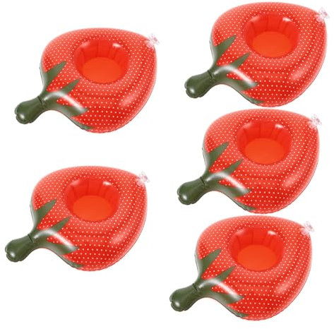 Toyvian 10stücke Aufblasbare Strawberry Getränkehalter PVC Schwimmende Biermatten Für Poolpartys Strand Wasseraktivitäten Für Drinks Und Spaß Im Wasser