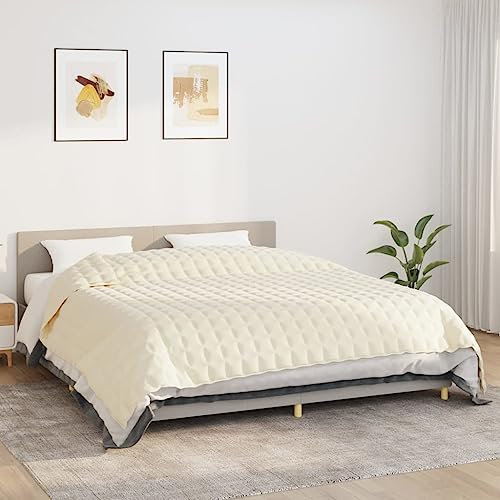 Tidyard Schwere Bettdecke Gewichtsdecke Schwere Decke,Entspannungsdecke Therapiedecke Hellcreme 235x290 cm 15 kg Stoff