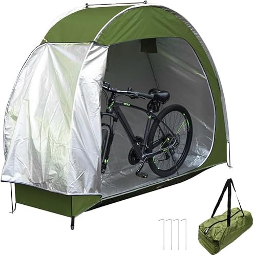DFANCE Bike Storage Tent Lightweight,Portable Bicycle Shed 2 Bikes,Waterproof 210D Oxford Tarp to Protect Bikes,Garden Tools from Rain & Wind,Outside Garden Shelter Tool Sheds & Storage(Color:Green)