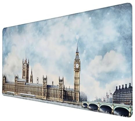Alfombrilla Ratn Gaming, Alfombrilla Ratón, Mouse Pad, Alfombrilla para Computadora con Base de Goma Antideslizante para Ratón con Cable o Inalámbrico PC/Mac (El Gran Ben) (1500x800x3mm) (Gris) S-Z-2
