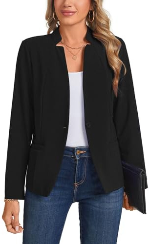 YOUNIFIZ Women's Casual Blazer Long Sleeve Open Front Business Work Office Blazer Jacket with Pockets, Black