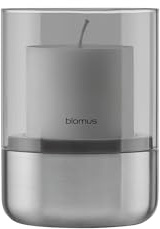 blomus Windlicht -Calma- Edelstahl matt, Glas Smoke | Größe S | Für stimmungsvolles Kerzenlicht; Maße 10 x 10 x 14 cm