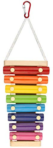 Dcaknri Papageien Aras, Huhn, Spielzeug für Huhn, Xylophon, baumelndes Vogelspielzeug mit 8 Metallschlüsseln, bunt, Regenbogen