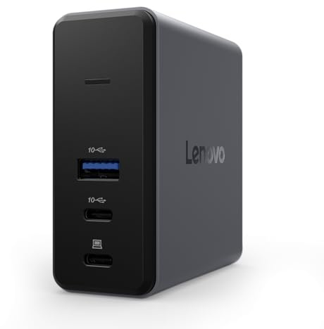 Lenovo GaN - Docking station multiporta con PD da 60 W, HDMI, USB-C, USB-A, Micro SD, adattatore di alimentazione e dock in uno, design compatto, materiali sostenibili, console di supporto per casa e