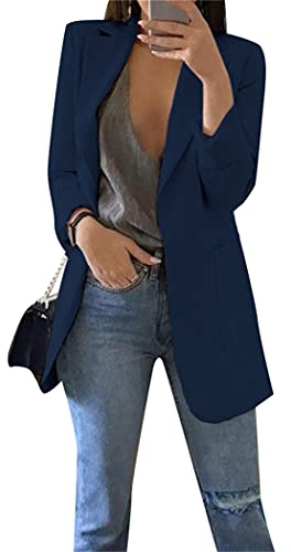 OMZIN Chaqueta De Traje para Mujer Traje con Solapa Traje De Oficina De Manga Blazer Frente Abierto Chaqueta