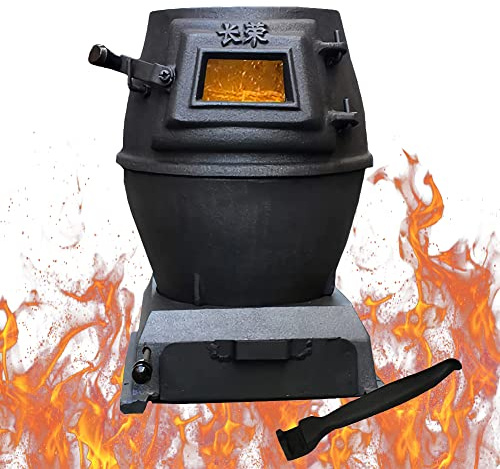 Estufa de leña multifuncional de hierro fundido para cocinar y calentar, apta para multicombustible, ideal para calefacción rural