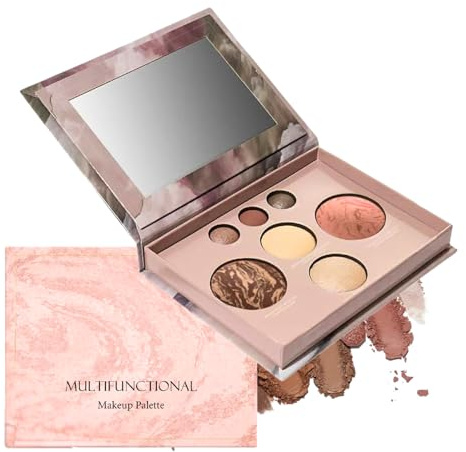 Ultell All in One Lidschatten Palette Bunt 7 Farben,Eyeshadow Palette Matt und Schimmernde,Liedschatenpalete Makeup Palette Hohe Farbwiedergabe für Urlaubs und Alltags Make Up,Natürlich Aussehend