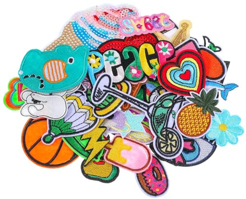 36Pcs Mixed Embroidered Patches, Assorted Styles, Pink Theme, Iron On Sew Applique, DIY Repair Patches for Jeans, Clothes, Backpacks, Western Cowgirl