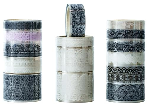 Songdao 15 Rollen Spitzenmuster PET Washi Tape Set Dekorative Masking Tapes Klebeband Bunt für Kunst, DIY Handwerk, Tagebuch, Planer, Scrapbook, Verpackung