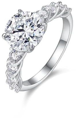 Whoiy Trauringe 950 Gold, Ring Verlobung Echt Gold mit Moissanite 1ct Bandringe Platin Elegant Damenringe Größe 63 (20.1)
