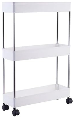DECODEKO Carrito Auxiliar con Ruedas - Carro de Almacenamiento, Carro Organizador Divisible, Ahorra Espacio. Carro Plástico Estrecho para Baño, Cocina, Oficina, Armario, Garage, Medidas 40x13x60cm