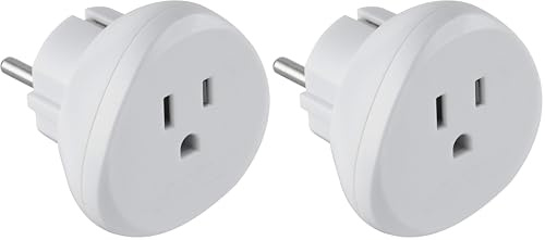 Electraline 70059 Adattatore da viaggio USA verso Francia/Europa, bianco (Confezione da 2)