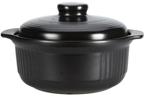 Ipetboom Casseruola in Ceramica Coperchio 1115ml, Pentola Piccola per Stufati e Zuppe, Utensili da Cucina per Casa e Ristoranti, Resistente al Calore Maniglie Laterali Ergonomiche