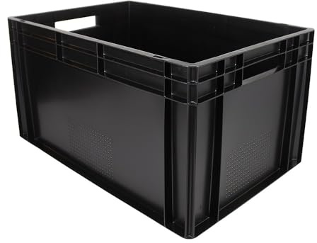 Box and beyond - Bac Gerbable - 60 x 40 x 32 cm - 60L - Charge 20 kg - Plastique Noir - Stockage, Rangement, Outils, Bricolage - Résistant - Réutilisable - Garage, Cave, Buanderie