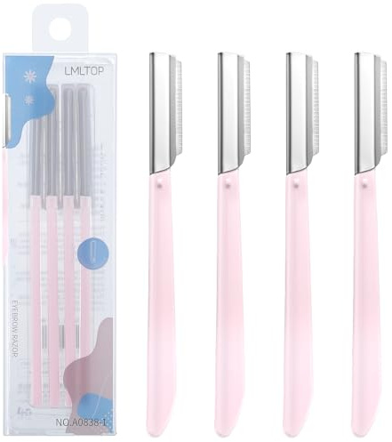 Lanjue 4 rasoi per sopracciglia, lame per dermaplaning per viso, per donne e uomini, per la rimozione dei peli del viso, strumento per rasatura, dermaplaning, colore rosa