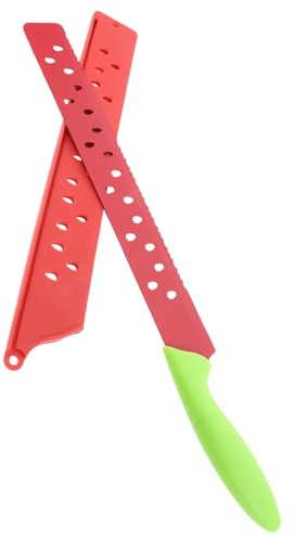 Zerodeko Cuchillo para Cortar Sandía Dentado de Acero Inoxidable, Herramienta de Cocina Multifuncional para Frutas y Pan, Mango Antideslizante, Color Verde Claro, 1 Pieza, Adecuado para