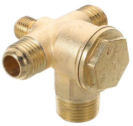 VILLFUL Air Compressor Check Valve G3/8 Industrial Alloy One-Way Valve with 4-Way Threaded Connections for Pneumatic Tools and Home Improvement