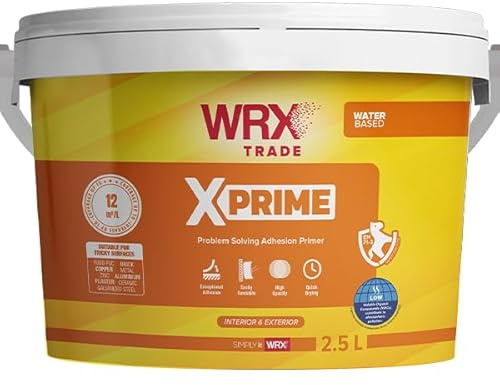 WRX XPrime Adhesion Primer, Water-Based Acrylic Primer for Difficult Surfaces, Interior & Exterior Primer for Metal, Galvanised Steel, PVC, Glass, Ceramic, Wood, Brick and Plaster (1 Liter)