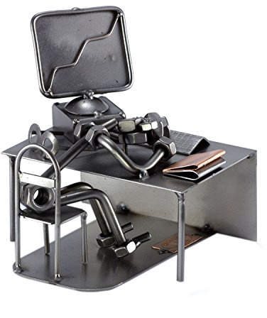 Steelman24 I Omini di Viti Addormentato Davanti al Pc I Idee Regalo Originale I Soprammobili in Metallo I Modellino