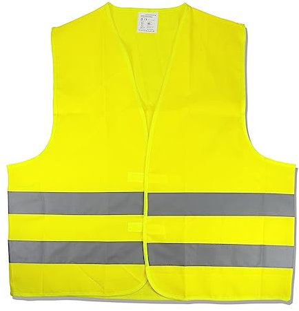 Cartrend 50130 Chaleco reflectante de averías amarillo tamaño XL, DIN EN 20471 en práctica bolsa textil con cierre de cremallera