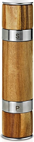 AdHoc Doppelmühle DUOMILL, für Pfeffer und Salz, Ceramic Mahlwerke CeraCut®, Edelstahl/Akazienholz/Kunststoff, D: 5,5 cm, H: [W]