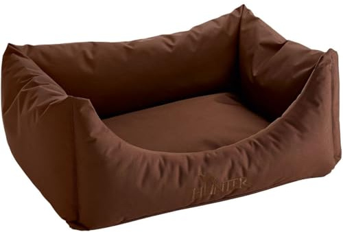 HUNTER Hundesofa GENT ANTIBAKTERIELL, In- und Outdoorgebrauch, textilveredelt, wasser- & schmutzabweisend, antibakteriell, bauschig, hoher Rand, Bezug waschbar, Farbe: braun, Farbe: S