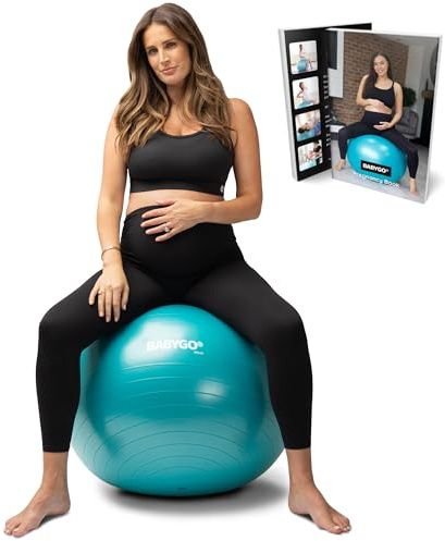 BABYGO Geburtsball – Schwangerschafts-Yoga, Arbeit & Gymnastikball & Buch Set Trimester-Ziel, Mutterschaftsphysio, Geburt & Genesungsplan inklusive Anti-Burst-umweltfreundliches