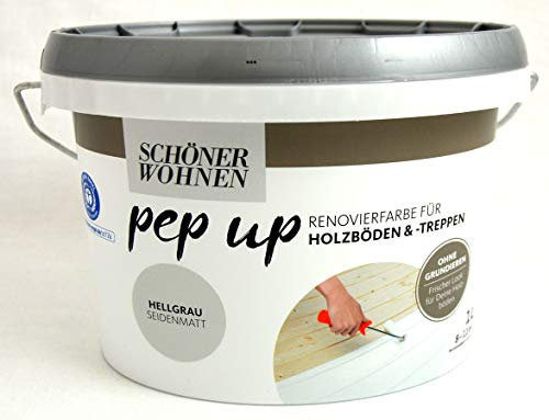 Pep up Renovierfarbe für Holzböden und -treppen Hellgrau seidenmatt 1l
