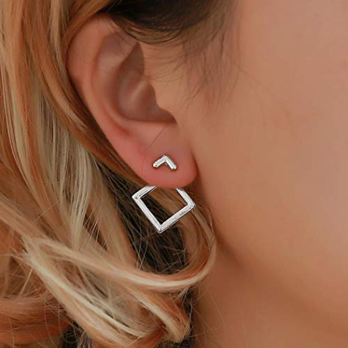 Yienate Boucles d'oreilles géométriques creuses et carrées avec diamant style Boho pour femmes et filles