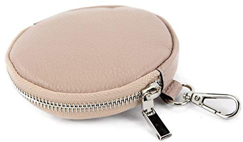 modamoda de P10 / P08 Damen Leder Rauleder Geldbörse Münzgeldbörse Taschenanhänger ø 11,5 cm handmade in Italy, Farbe:Rosabeige