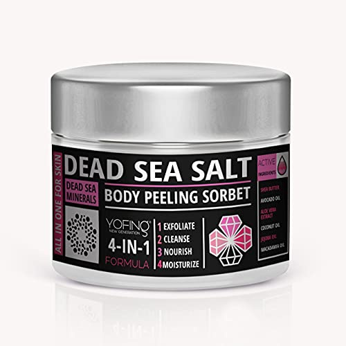 Totes Meer Salz Körperpeeling Body Scrub Sorbet - Nahrhaftes Salzpeeling Stimuliert die Zellerneuerung mit Aloe Vera Extrakt und Avocadoöl