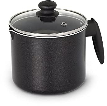 Universal (51 Oz - 1.6 Quart) Non-stick Milk Pitcher with Glass Lid, Aluminum Frothing Jug