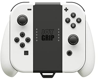 Skull & Co. JoyGrip for Nintendo Switch and Switch OLED Joy-Con Controller: Rechargeable Handheld Joystick Remote Control Holder with Interchangeable Grips - OLED White