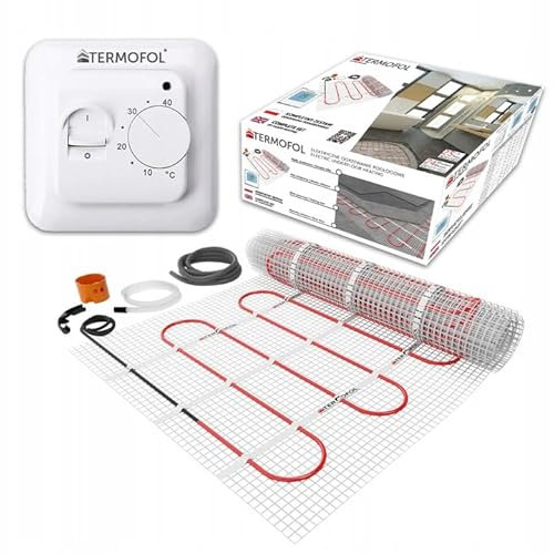 Termofol Set Heizmatte mit Thermostat - Elektrische Fußbodenheizung fur Badezimmer, Wohnzimmer und Küche - Heizfolie mit Heizkraft 150W/m2 - Oberfläche 4,5 m² - Mit analogem Heizungsthermostat