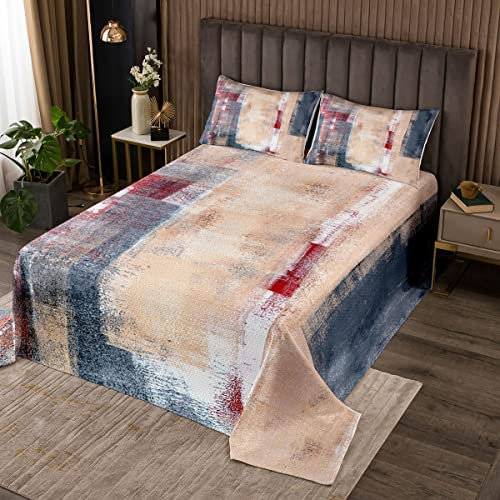 richhome Moderne Abstrakte Tagesdecke Bettüberwurf Steppdecke,Rosa Grauer Pinsel Graffti Bed Cover/Sofa Cover Patchwork,Zeitgenössische Malerei Softest Bettüberwurf Gesteppte Decke 3St,240x260