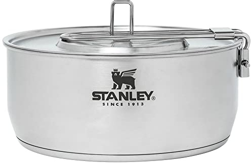 Stanley Even Heat - Set di pentole essenziali da campeggio, 4 pezzi, con pentole e padelle in acciaio inossidabile, utensili, coperchi e accessori da cucina, kit da viaggio all'aperto per campeggio,