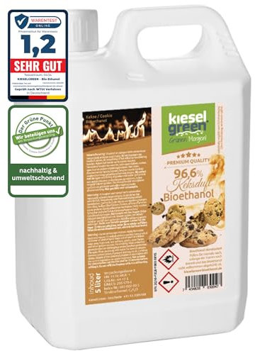 KieselGreen Bioethanol 5 Liter mit Duft für Ethanol-Kamin, viele Sorten - Bio Ethanol als Raumduft in vielen Duftnoten - Parfüm für Bio Ethanol Kamin Indoor oder Bioethanol Tischfeuer (C,5)