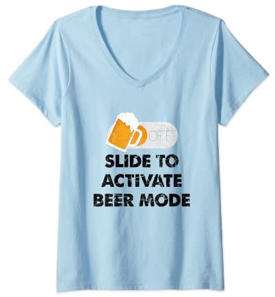 Womens Slide To Activate Beer Mode V-Neck T-Shirt