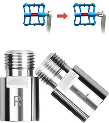 Vesaneae 1 par kromad – molybden stål cykelpedal förlängare, 20 mm cykel fotpedal distans med L och R-markeringar, adapter för fotpedalförlängningar, för berg, vikning, racingcyklar