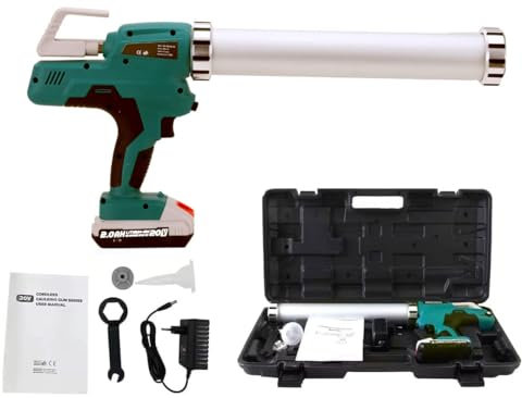 CDZHLTG 20V Akku Kartuschenpresse, 6500N Akku-Kartuschenpistole Elektrische Kartuschenpistole Profi Silikonspritze inkl. 1 Akku 2Ah mit Ladegerät & Tragbare Box, 0-9 mm/s stufenlos, Blau