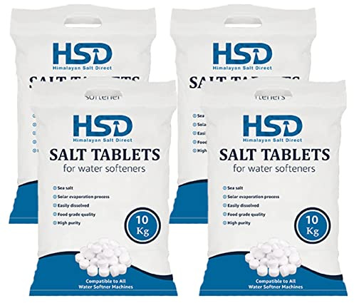 HSD Water Softener Tablets Removes Odors, Limescale & Residue, Deep Clean Units: 10kg Tablets Size: 1 Pack, Pack of 10kg salt tablets For Everyday Clean and Shine (Pack of 4)