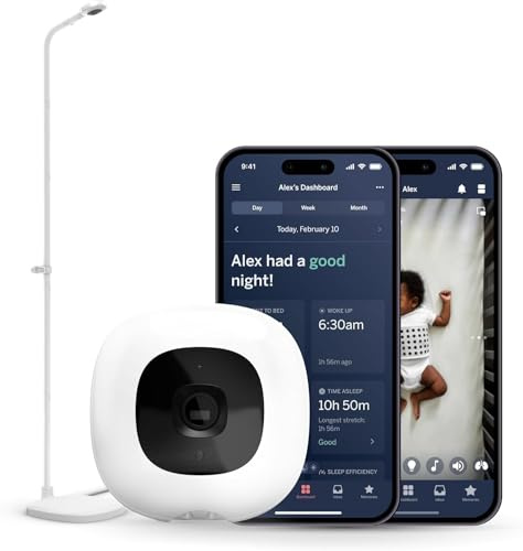 Nanit Pro Baby Monitor - Monitor Bebé Inteligente - Vigilabebés con Audio Bidireccional, Alertas Movimientos y Sonidos, Monitoreo Sueño - Cámara Bebé Wi-Fi 1080p con Visión Nocturna - Soporte Suelo