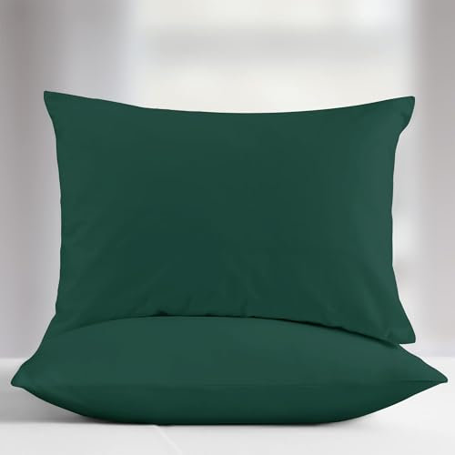 Aspire Homeware Pillow Cases 2 Pack – 100% Brushed Microfiber Emerald Pillowcases Super Soft Envelope Closure Pillow Cover (50x75cm)
