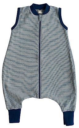 Lilano, Schlafsack mit Bein, geringelt, Merinowolle (kbT), Seide, 210 g/m² (Marine/Natur, 74-80)