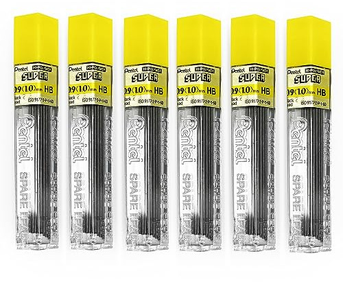 Pentel Super Polymer Ersatzminen für Automatik- und Druckbleistifte (6 Stück, 0,9 mm HB)