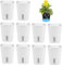 LATRAT Set di 10 vasi da fiori autoirriganti, in plastica, con sistema di stoppino, piccoli vasi da fiori per piante da interno, rotondi, colore bianco