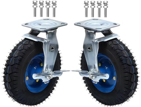 150/200/250MM Möbelrollen Mit Bremse, 2 Stück Luftreifen Gummi Lenkrolle Keine Spuren & Leise Stoßdämpfung Belastbar Und Druckbeständig, Transportwagen Langlebig Industrie Bockrolle